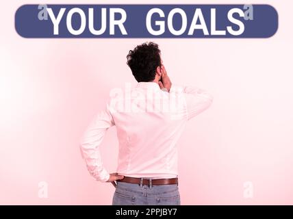 Writing displaying text Your Goals. Business overview Make the right actions to achieve results Stock Photo