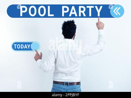 Handwriting text Pool Party. Word for celebration that includes activitites in a swimming pool Stock Photo