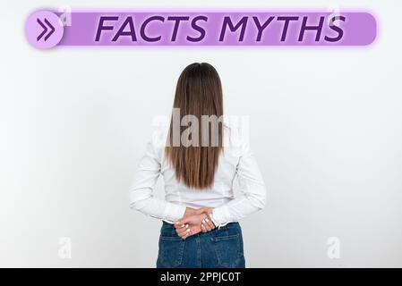 Text showing inspiration Facts Myths. Internet Concept work based on imagination rather than on real life difference Stock Photo