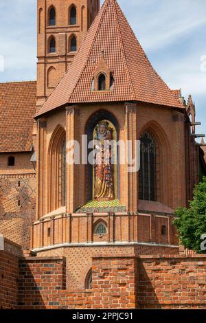 Madonna and Child statue of the Church of the Blessed Virgin Mary, Malbork Castle, Poland Stock Photo