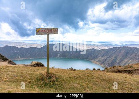 Quilotoa volcanic lake in Ecuador in South America Stock Photo