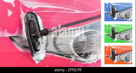 Woman in Pink Dress Washing Her Tiny Car with Nano Foam at Car Wash Stock  Image - Image of foam, auto: 250389741