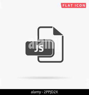 JS file extension. Simple flat black symbol with shadow on white background. Vector illustration pictogram Stock Vector