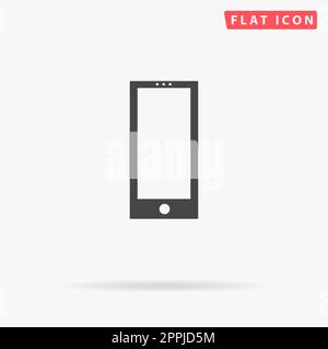 Square smartphone. Simple flat black symbol with shadow on white background. Vector illustration pictogram Stock Vector