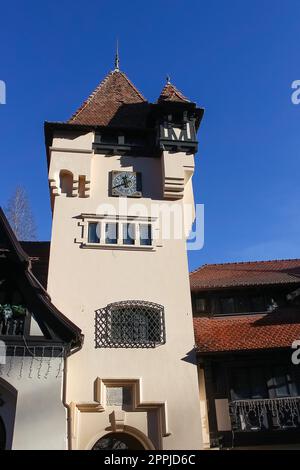Sinaia, Romania. Typical architecture with german influence in the city from Carpathian Mountains Stock Photo