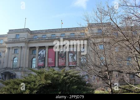 Bucharest, Romania - December 20, 2022: National Art Museum of Romania building facade. Since 1812 former Royal Palace. Stock Photo