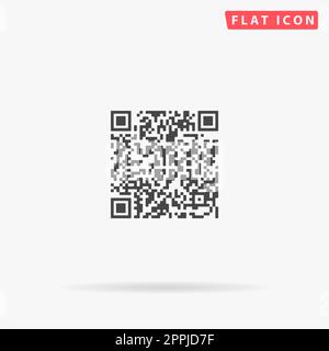 Qr code. Simple flat black symbol with shadow on white background. Vector illustration pictogram Stock Vector