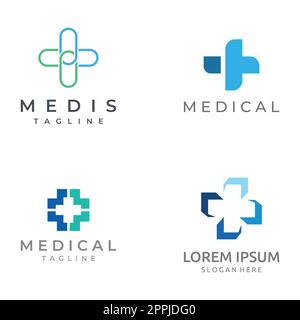 Medical sign logo using a simple and modern plus sign,logo for medical, pharmacy, pharmacy, hospital.With template vector illustration. Stock Vector