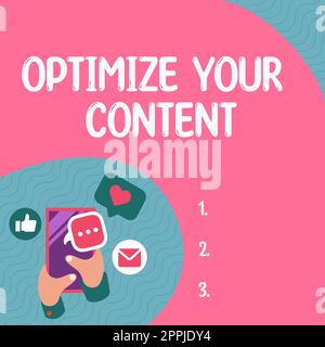 Text caption presenting Optimize Your Content. Business overview process of making homepage attractive in search engine Stock Photo