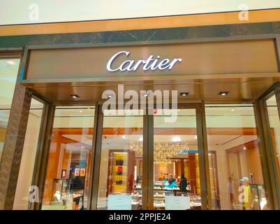 a Cartier watch display window at a store in midtown Manhattan