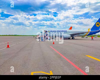 Zaporizhzhia, Ukraine - May 11, 2021: Ukraine International Airlines Boeing 737 Stock Photo