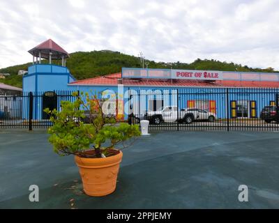 View of Yacht Haven Grande marina in St Thomas, USVI. Stock Photo