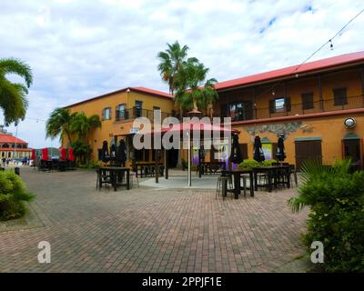 View of Yacht Haven Grande marina in St Thomas, USVI. Stock Photo