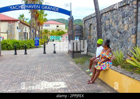 View of Yacht Haven Grande marina in St Thomas, USVI. Stock Photo