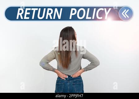 Inspiration showing sign Return Policy. Business showcase Tax Reimbursement Retail Terms and Conditions on Purchase Stock Photo