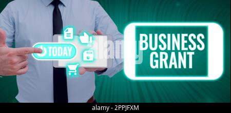 Inspiration showing sign Business Grant. Conceptual photo Working strategies accomplish objectives Stock Photo