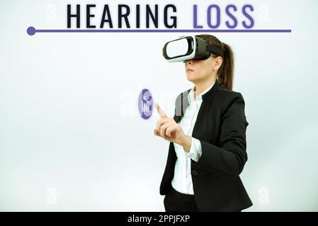 Handwriting text Hearing Loss. Word for is partial or total inability to listen to sounds normally Stock Photo