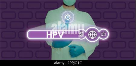 Text showing inspiration Hpv. Conceptual photo Group of viruses that affect your skin and the moist membranes Stock Photo