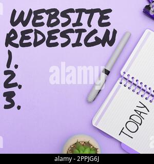 Handwriting text Website Redesign. Business approach modernize improver or evamp your website's look and feel Stock Photo