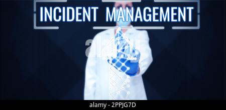 Text caption presenting Incident Management. Conceptual photo Process to return Service to Normal Correct Hazards Stock Photo