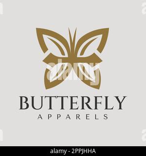 Minimalist abstract butterfly letter E EE logo design template. Initial EE logo. Stock Vector