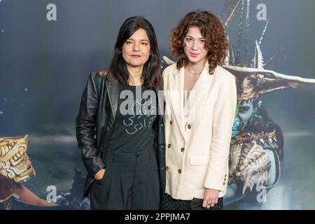 Jasmin Tabatabai with daughter Angelina Sherri Rose Zamora attends the 'Black Panther: Wakanda Forever' Screening at UCI Luxe Mercedes Platz on November 7, 2022 in Berlin, Germany. Stock Photo