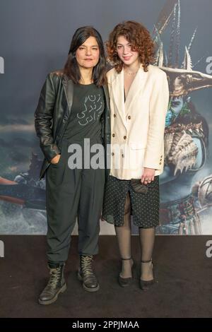 Jasmin Tabatabai with daughter Angelina Sherri Rose Zamora attends the 'Black Panther: Wakanda Forever' Screening at UCI Luxe Mercedes Platz on November 7, 2022 in Berlin, Germany. Stock Photo