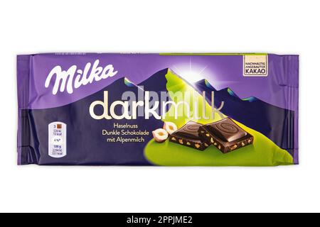 Bar of Hazelnut and dark MILK Chocolate Stock Photo