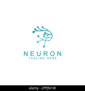 Neuron logo or nerve cell logo with concept vector illustration template. Stock Vector