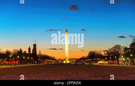 Washington Monument at dusk, USA Stock Photo