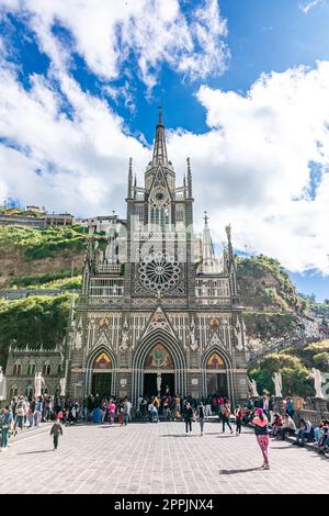 Colombia - October 9, 2022: National Shrine Basilica of Our Lady of Las Lajas Stock Photo