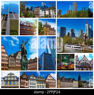 The old town with the Justitia statue in Frankfurt Stock Photo