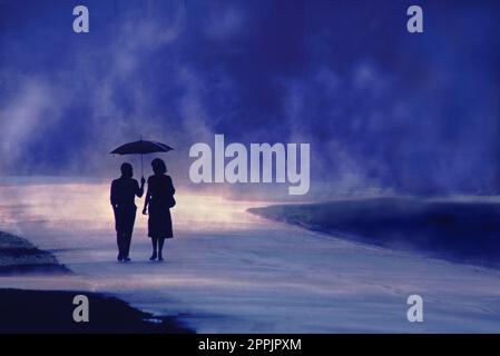 Walking in the rain. Stock Photo