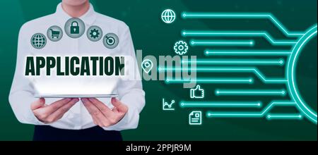 Text caption presenting Application. Business idea an order for something formal and usually written form Stock Photo