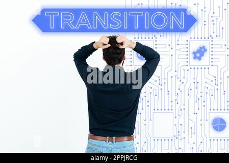 Writing displaying text Transition. Business showcase a dramatic or sweeping alteration of shape or appearance Stock Photo