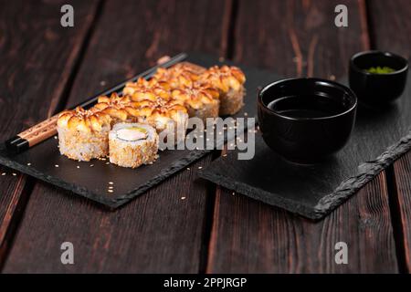 Healthy Fresh Sushi Roll Set With Ginger Close Up Japanese Food