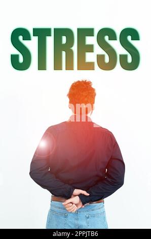 Text sign showing Stress. Word for a physical chemical or emotional factor that causes bodily or mental tension Stock Photo