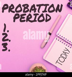Sign displaying Probation Period. Word for focused and iterative approach to searching out Stock Photo