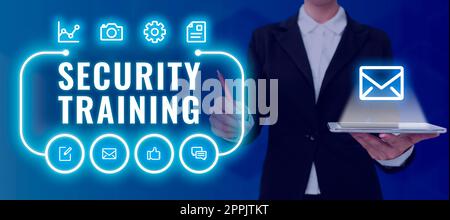 Text sign showing Security Training. Business overview providing security awareness training for end users Stock Photo