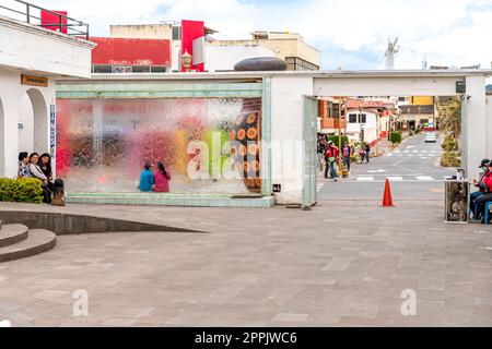 Tulcan, Ecuador - October 8, 2022: cemetery with green sculptures made of plants Stock Photo