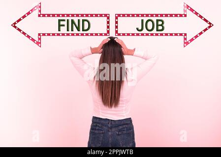 Conceptual caption Find Job. Conceptual photo An act of person to find or search work suited for his profession Stock Photo