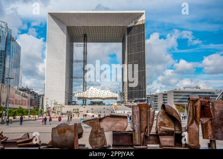 Iconic Grande Arche in La Defense district in Paris Stock Photo