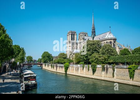 Notre Dame Cathedral from the other Seine side before the fire, Paris Stock Photo