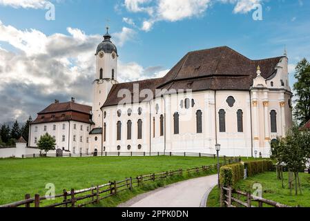 Old Rococo Pilgrimage Church Wieskirche in Bavaria Stock Photo