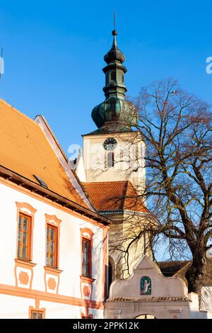 church of Saint  Sigismond and palace in Popice, Znojmo region, Czech Republic Stock Photo