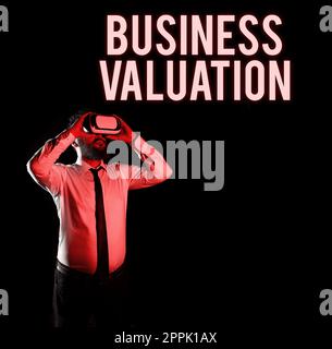 Writing displaying text Business Valuation. Business overview determining the economic value of a whole business Stock Photo