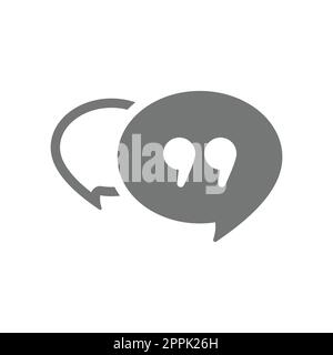 Message bubble and quotation mark vector icon. Chat balloon and quotes symbol. Stock Vector