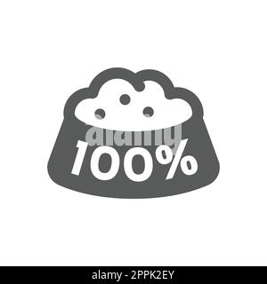 Dog food in a cup or bowl vector icon. 100% nutrition simple fill symbol. Stock Vector