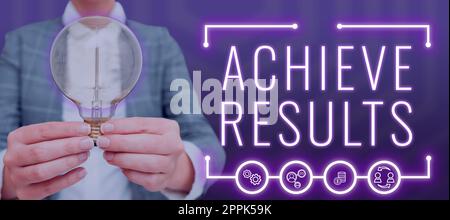 Sign displaying Research Results. Business idea process of promoting ...