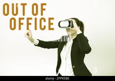 Conceptual caption Out Of Office. Concept meaning Outside the job Nobody in business Break Leisure Relax time Stock Photo